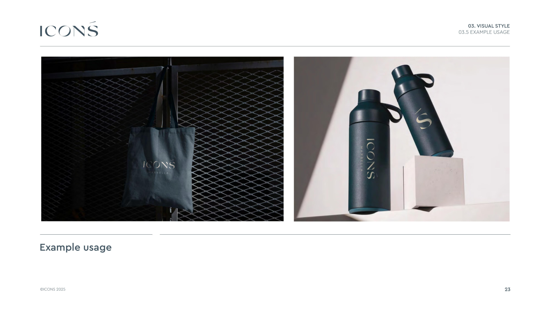 ICONŚ brand application example page